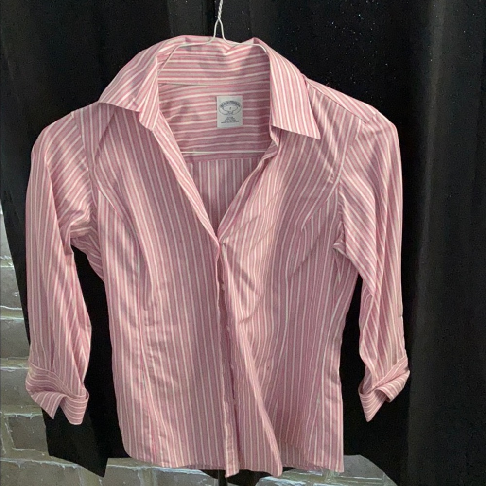 Brooks Brothers Pink Pinstriped Blouse
